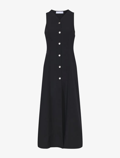 Proenza Schouler Flat image of Drapey Suiting Button Front Dress in black