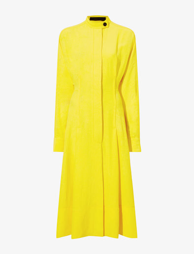 Still Life image of Crushed Matte Satin Dress in YELLOW buttoned