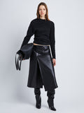 Front image of model in Nappa Leather Skirt in Black