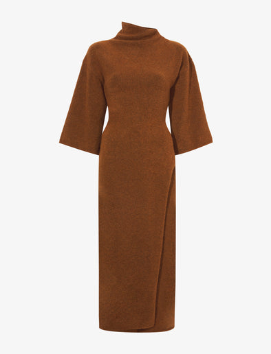 Still Life image of Viscose Wool Knit Dress in UMBER