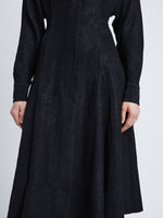 Detail image of model wearing Crushed Matte Satin Dress in BLACK
