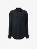 Still Life image of Crushed Matte Satin Shirt in BLACK unbuttoned