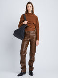 Front full length image of model wearing Viscose Wool Sweater in UMBER