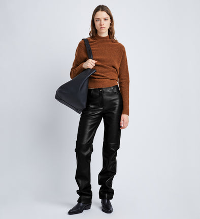 Front image of model in Nappa Leather Pants in Black