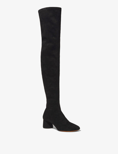 3/4 Front image of GLOVE STRETCH OVER THE KNEE BOOTS in BLACK
