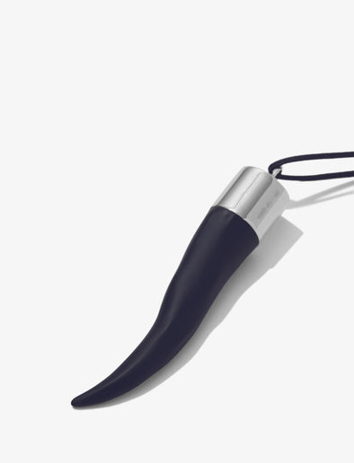 Proenza Schouler Cropped Flat lay image of Horn Necklace in black/silver