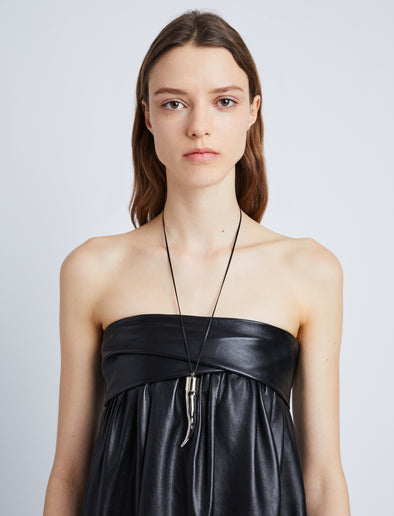 Image of model wearing Enamel Horn Necklace in SILVER/GOLD