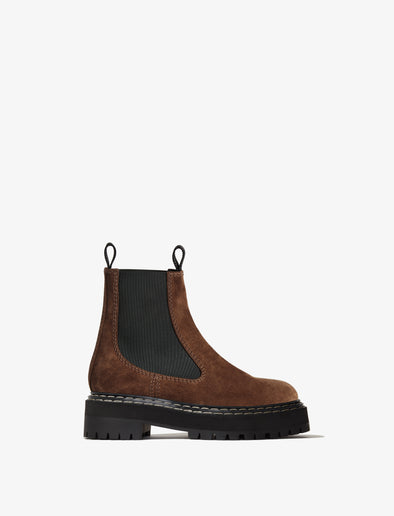 Side image of LUG SOLE PLATFORM CHELSEA BOOTS in Dark Brown