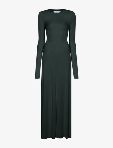 Still Life image of Long Sleeve Jersey Open Back Dress in PINE