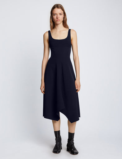 Front full length image of model wearing Barre Bustier Dress in NAVY