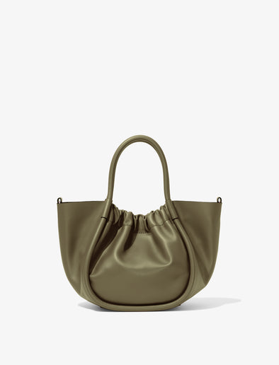 Back image of Small Ruched Crossbody Tote in OLIVE
