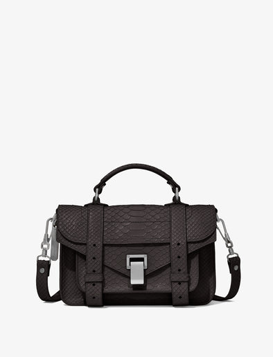 Front image of Carved Python PS1 Tiny Bag in BLACK