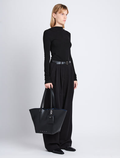 Image of model wearing Large Bedford Tote in BLACK