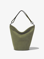Front image of Suede Spring Bucket Bag in BAMBOO
