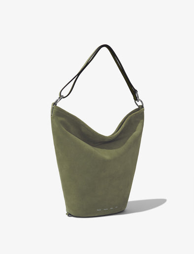 Side image of Suede Spring Bucket Bag in BAMBOO