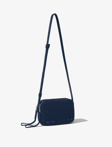 Side image of Suede Watts Camera Bag in NAVY