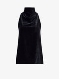 Flat image of Mila Cowl Top In Chenille Suiting in black