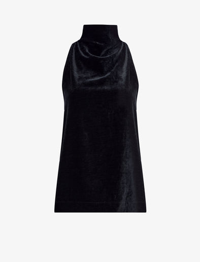 Flat image of Mila Cowl Top In Chenille Suiting in black