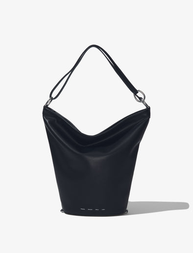 Front image of Spring Bag In Leather in black