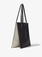 Side image of Twin Tote In Leather in black/ivory