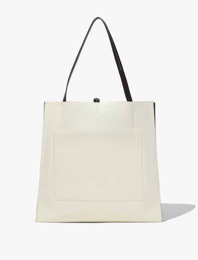 Back image of Twin Tote In Leather in black/ivory