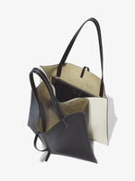 Interior image of Twin Tote In Leather in black/ivory