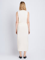 Back image of model wearing Zadie Knit Wrap Skirt in Wool Blend in off white
