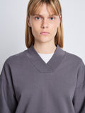 Detail image of model wearing Olivia Sweatshirt in GRAPHITE