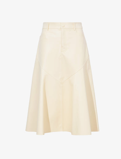 Flat image of Jesse Skirt In Faux Leather in parchment