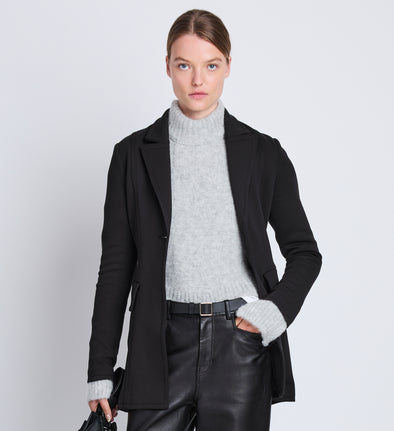 Front cropped image of model wearing Margot Blazer in BLACK