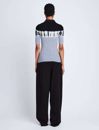 Back full length image of model wearing Louisa Polo in BLACK/ASH