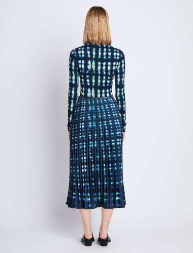 Back image of model in Audrey Top In Plaid Td Slinky Jersey in sage multi