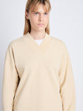 Detail image of model wearing Olivia Sweatshirt in SAND