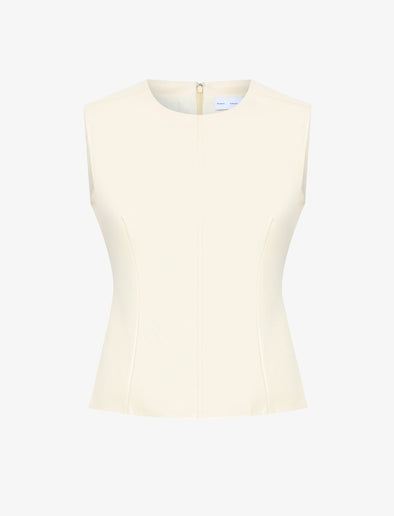Flat image of Logan Top In Faux Leather in parchment