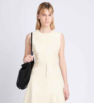 Cropped front image of Logan Top In Faux Leather in parchment