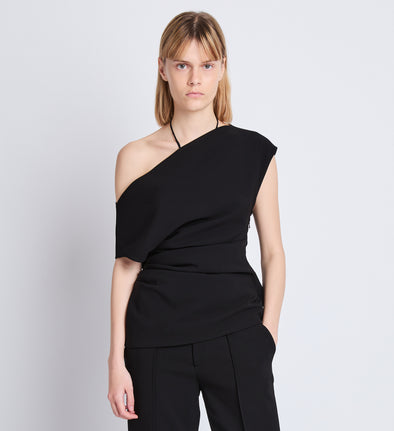 Front cropped image of model wearing Francesa Off The Shoulder Top in BLACK