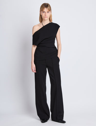 Front full length image of model wearing Francesa Off The Shoulder Top in BLACK