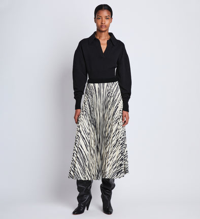 Front full length image of model wearing Korine Skirt in ECRU MULTI