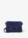 Front image of Suede Beacon Saddle Bag in DEEP NAVY