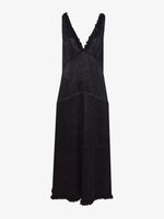 Flat image of Mira Dress In Embroidered Crushed Satin in black
