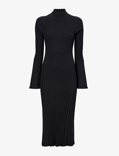 Still Life image of Midweight Viscose Rib Knit Dress in BLACK