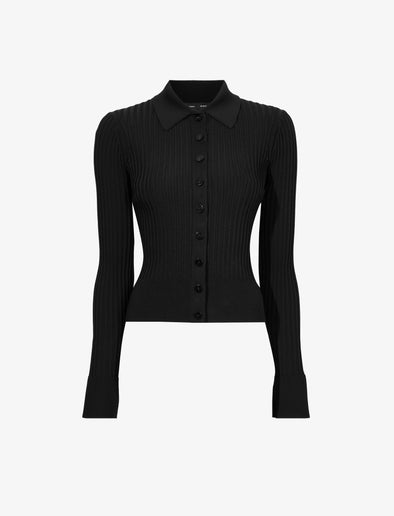 Still Life image of Midweight Viscose Rib Cardigan in BLACK