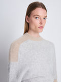 Detail image of model wearing Patti Sweater in LIGHT GREY MULTI