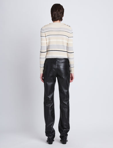 Back full length image of model wearing Judy Sweater in ECRU MULTI