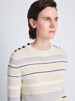 Detail image of model wearing Judy Sweater in ECRU MULTI
