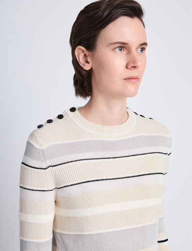 Detail image of model wearing Judy Sweater in ECRU MULTI