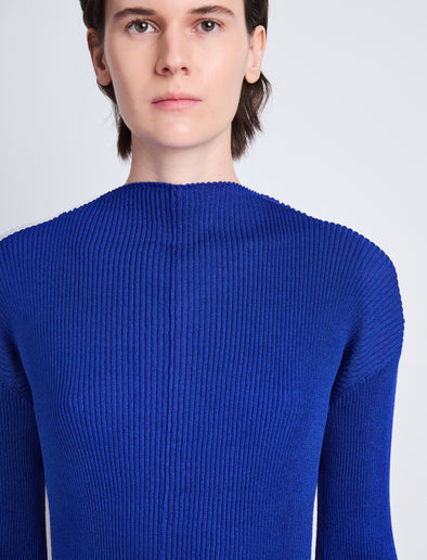 Detail image of model wearing Camille Top in COBALT