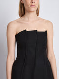 Detail image of model wearing Corinne Strapless Top in BLACK