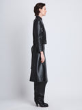 Side full length image of model wearing Alice Jacket In Textured Grainy Leather in BLACK