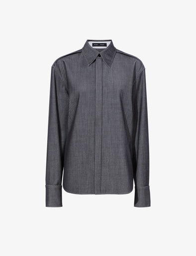 Still Life image of Maya Shirt In Melange Wool in GREY MELANGE